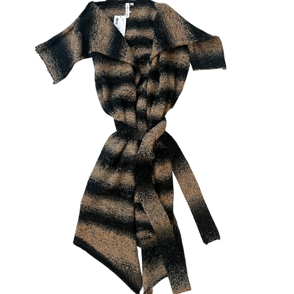 Robbi and Nikki Black and Tan Long Wrap Sweater Size XS NWT from Intermix